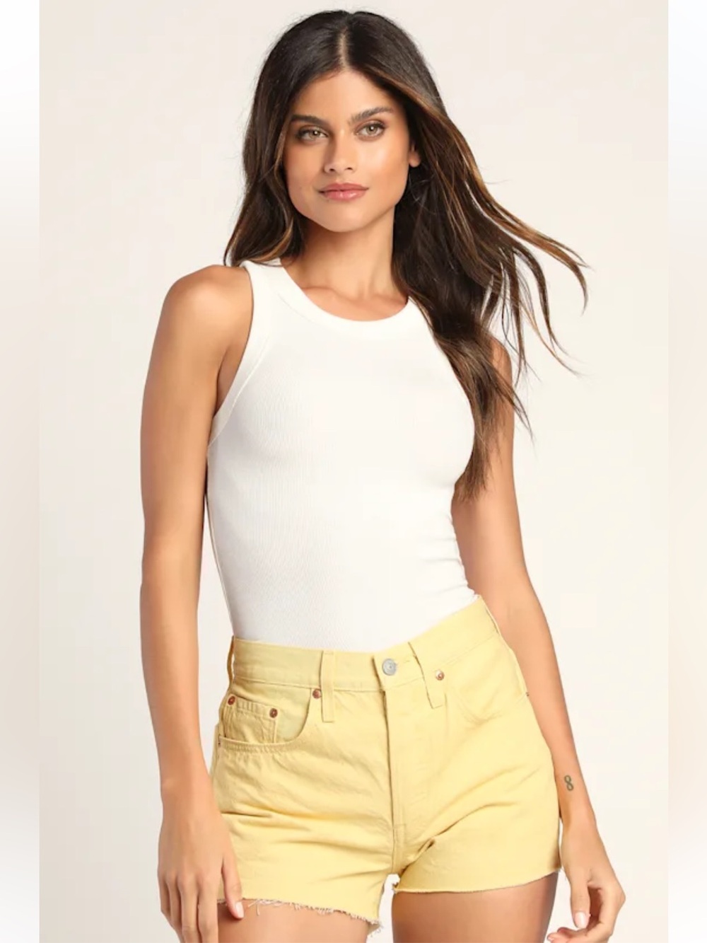 Levi's White Ribbed Crewneck Tank - Women's
